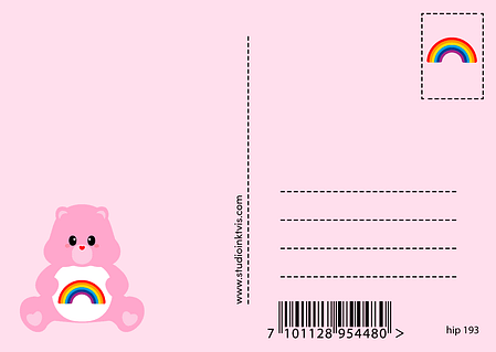 Postkaart Care Bear Sending love and Rainbows