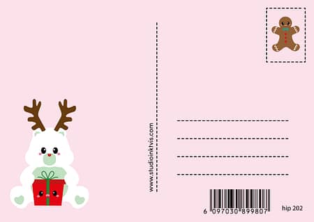 Kerstkaart Care bear Merry everything and a happy always