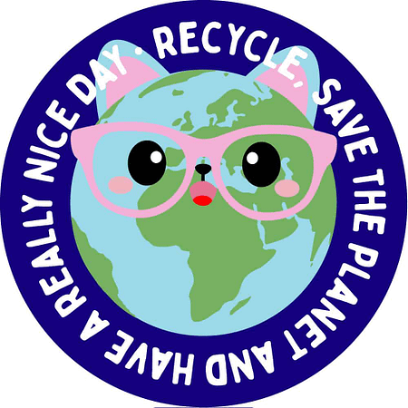 Sticker recycle Cat planet 75MM