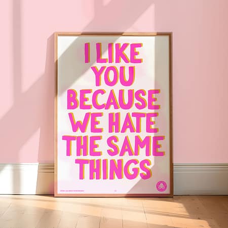 Riso poster A2 I like you because we hate the same things