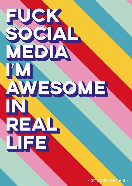 QUOTE POSTKAART FUCK SOCIAL MEDIA