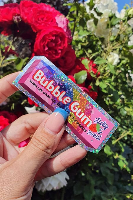 Bubblegum glitter sticker